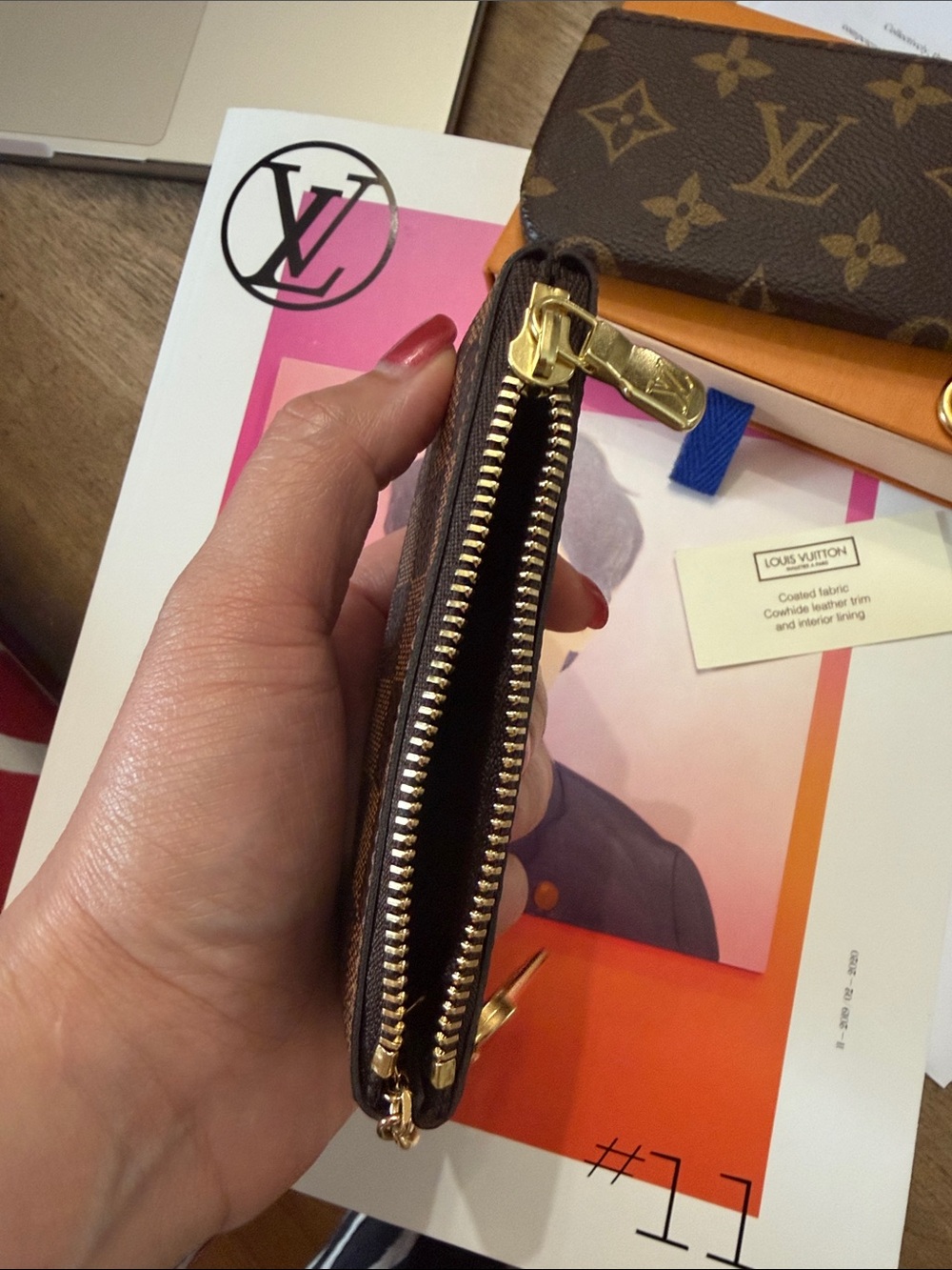 Louis Vuitton Brown Damier Ebene Key Pouch with Gold Hardware - Picture 10 of 14